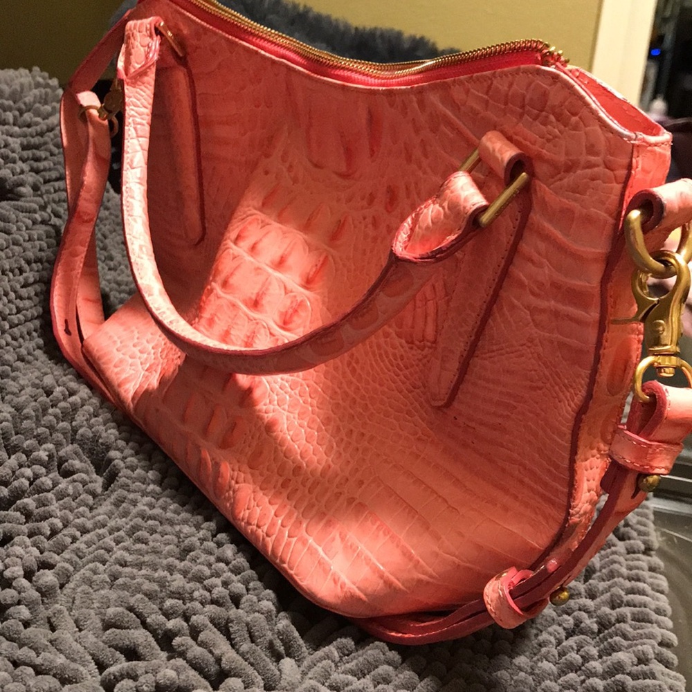 Brahmin Pink Embossed Croc Leather Shoulder Bag - Picture 10 of 10